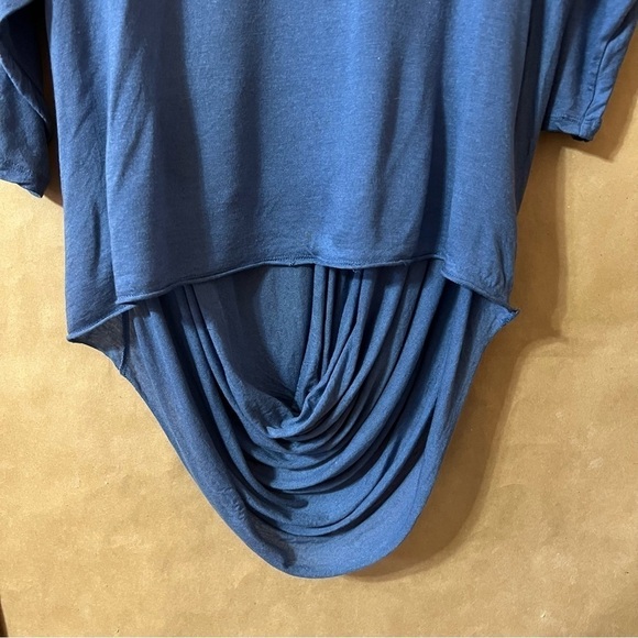 Alice + Olivia | Base Draped Wrap Popover Top Tencel Silk Blue Size M - Picture 14 of 15